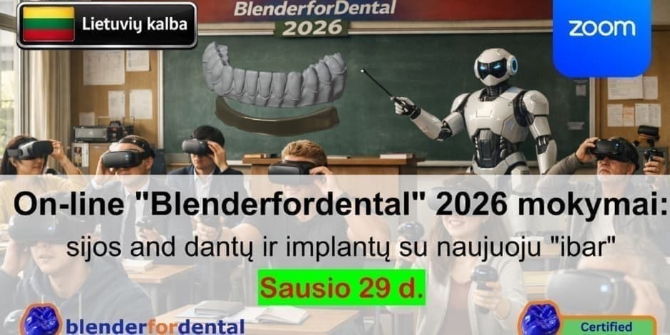 On-line "Blenderfordental" 2026 mokymai: sijos and dantų ir implantų su naujuoju "ibar"