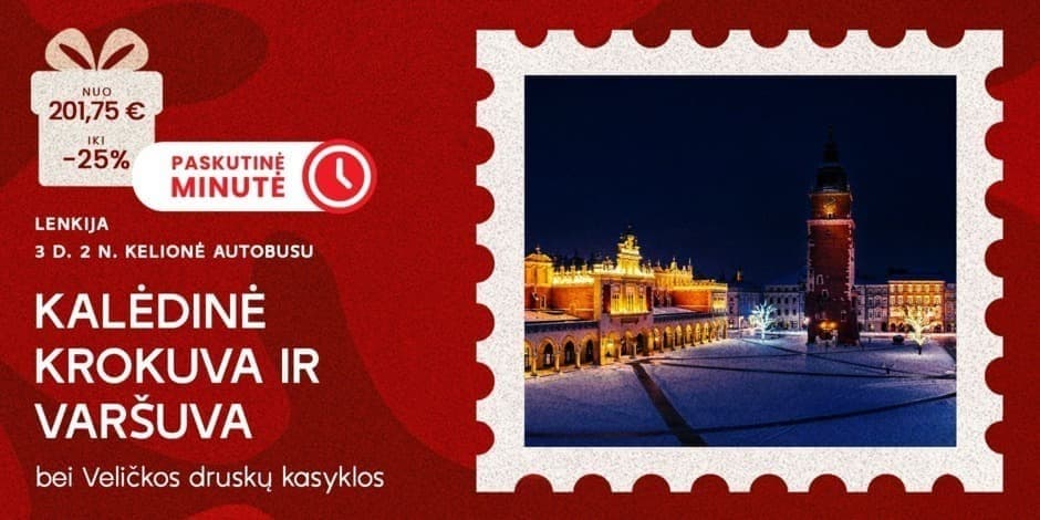 Karališkoji Krokuva, didingoji Varšuva ir Veličkos druskų kasyklos! (iš Vilniaus, Kauno, Marijampolės arba Prienų, Alytaus ir Lazdijų) /PVM apmokestinimui taikoma marža/