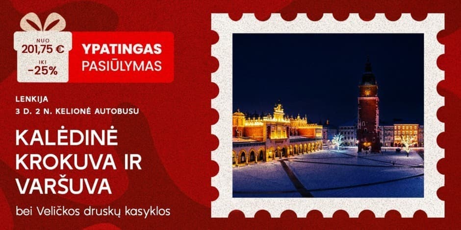 Karališkoji Krokuva, didingoji Varšuva ir Veličkos druskų kasyklos! (iš Vilniaus, Kauno, Marijampolės arba Prienų, Alytaus ir Lazdijų) /PVM apmokestinimui taikoma marža/