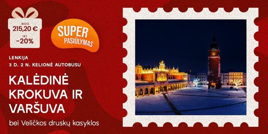 Karališkoji Krokuva, didingoji Varšuva ir Veličkos druskų kasyklos! (iš Vilniaus, Kauno, Marijampolės arba Prienų, Alytaus ir Lazdijų) /PVM apmokestinimui taikoma marža/