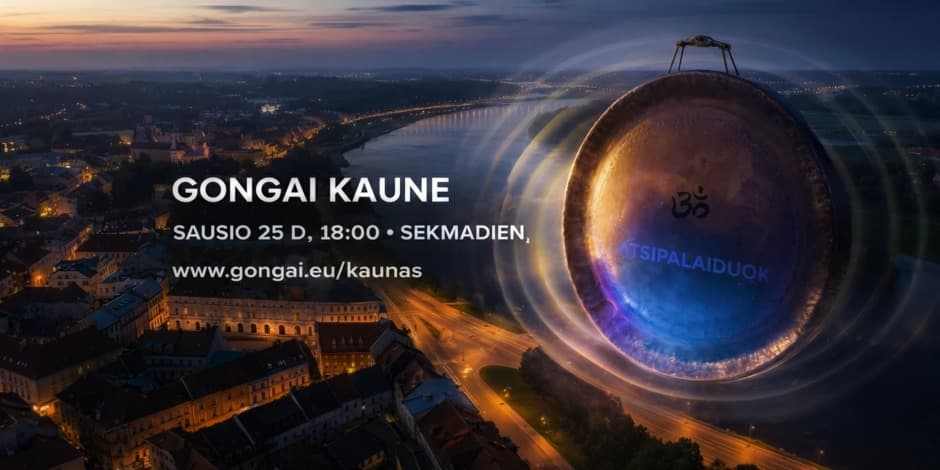 Maudynės Gonge - galingų garsų improvizacija Kaune. Veda Vyrenijus