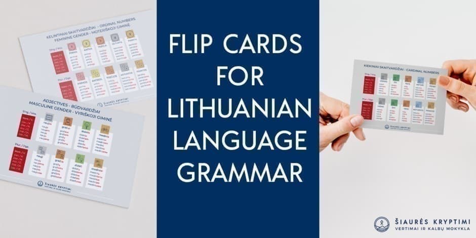 Kalbos dalių vartomos kortelės / Flipcards for Lithuanian language grammar