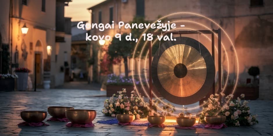 Maudynės Gonge - galingų garsų improvizacija Panevėžyje. Veda Vyrenijus.