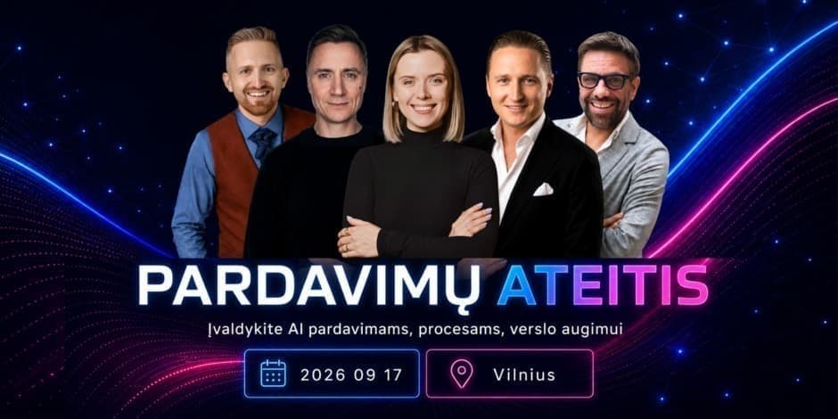 PARDAVIMŲ ATEITIS: Įvaldykite AI pardavimams, procesams, verslo augimui