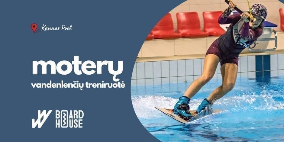 Moterų vandenlenčių treniruotė baseine