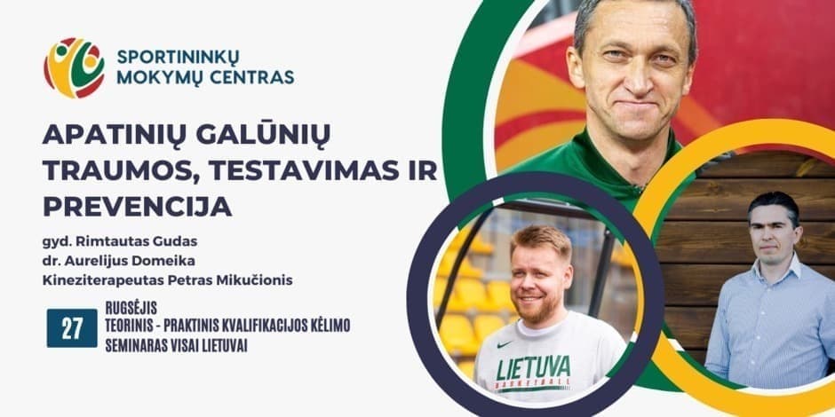 Rugsėjo 27 d. gyd.R.Gudo, A.Domeikos ir P.Mikučionio teorinis - praktinis seminaras "Apatinių galūnių traumos, testavimas ir prevencija" Klaipėdoje ir nuotoliniu būdu visoje Lietuvoje.