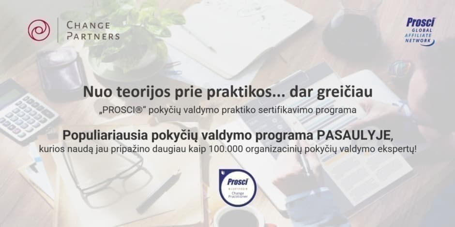 „PROSCI®“ POKYČIŲ VADYBOS PRAKTIKO SERTIFIKAVIMO PROGRAMA