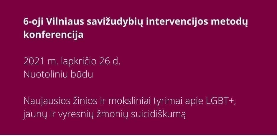 6-oji Vilniaus savižudybių intervencijos metodų konferencija