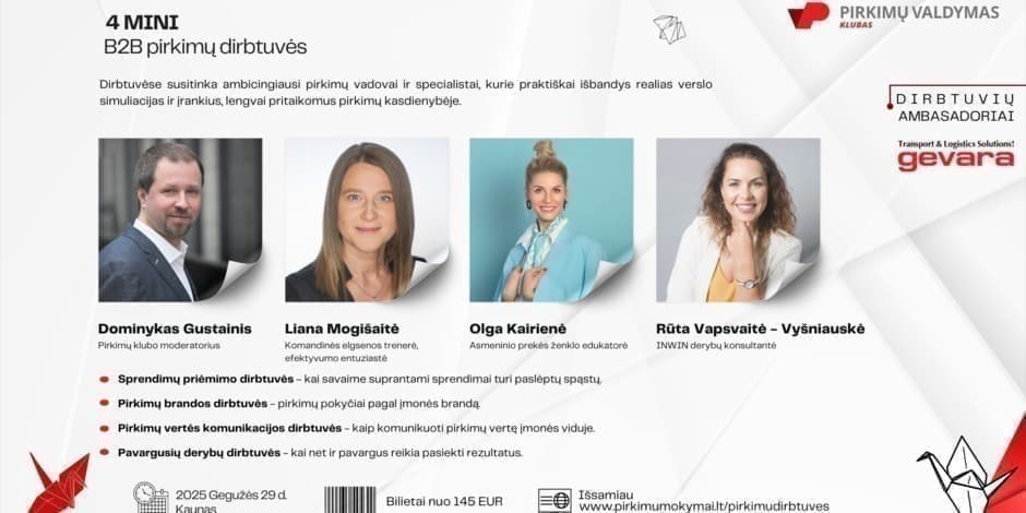 4 mini B2B pirkimų dirbtuvės