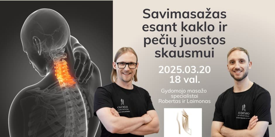 Savimasažas esant kaklo ir pečių juostos skausmui