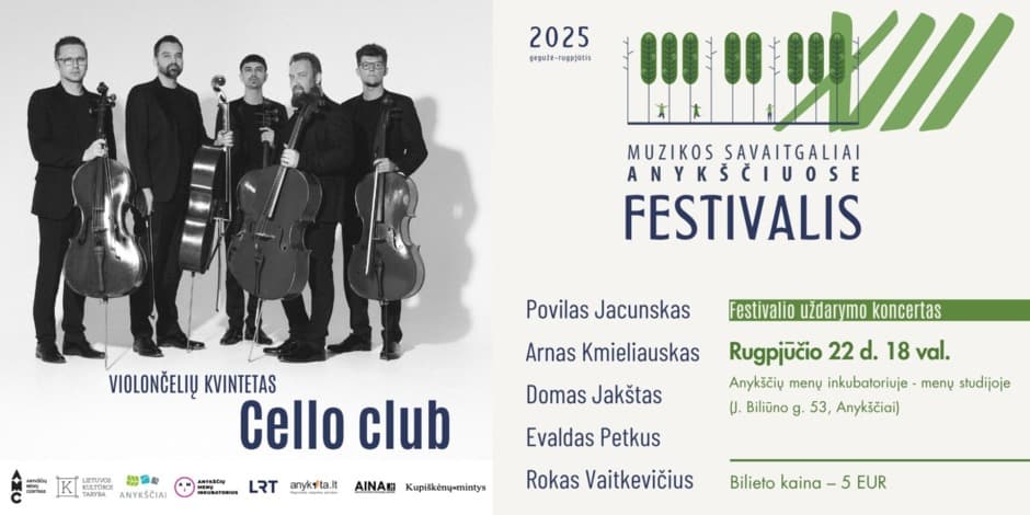 Violončelių kvinteto „Cello Club“ koncertas Anykščiuose