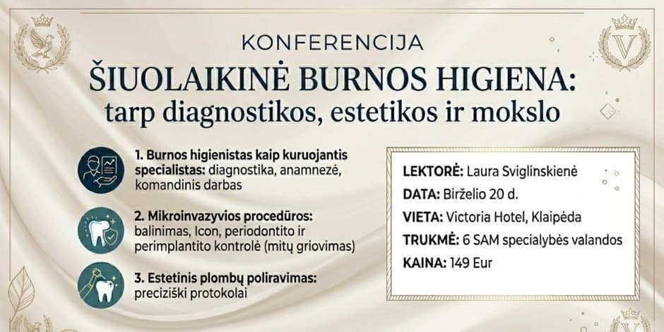 „Šiuolaikinė burnos higiena: tarp diagnostikos, estetikos ir mokslo“