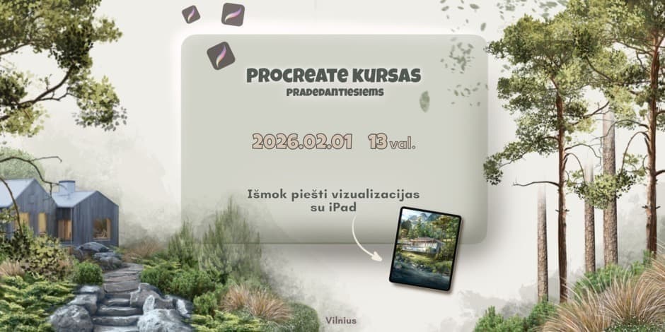 Procreate piešimo kursas pradedantiesiems