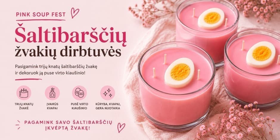 Šaltibarščių žvakių dirbtuvės „Craft Stories“