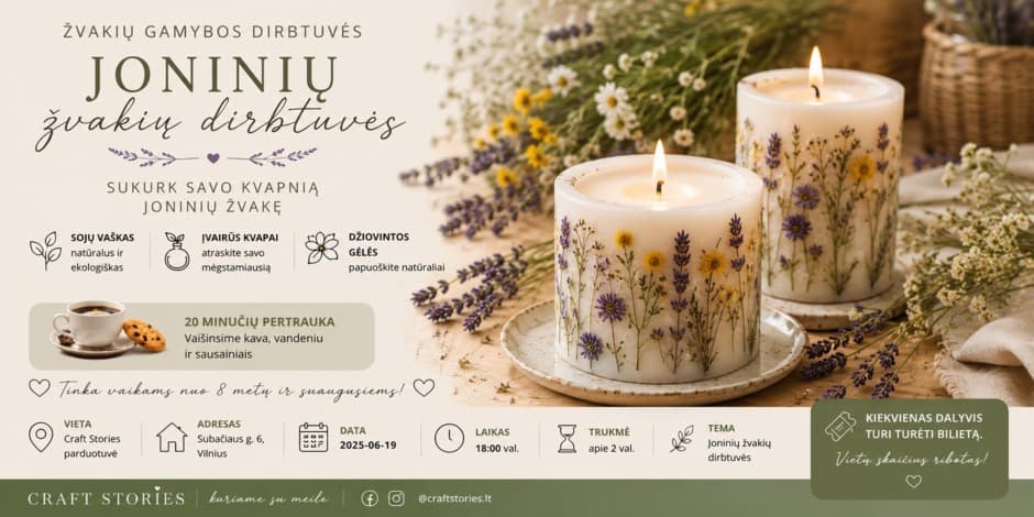 Midsummer Candle Workshop Craft Stories, event in Vilnius