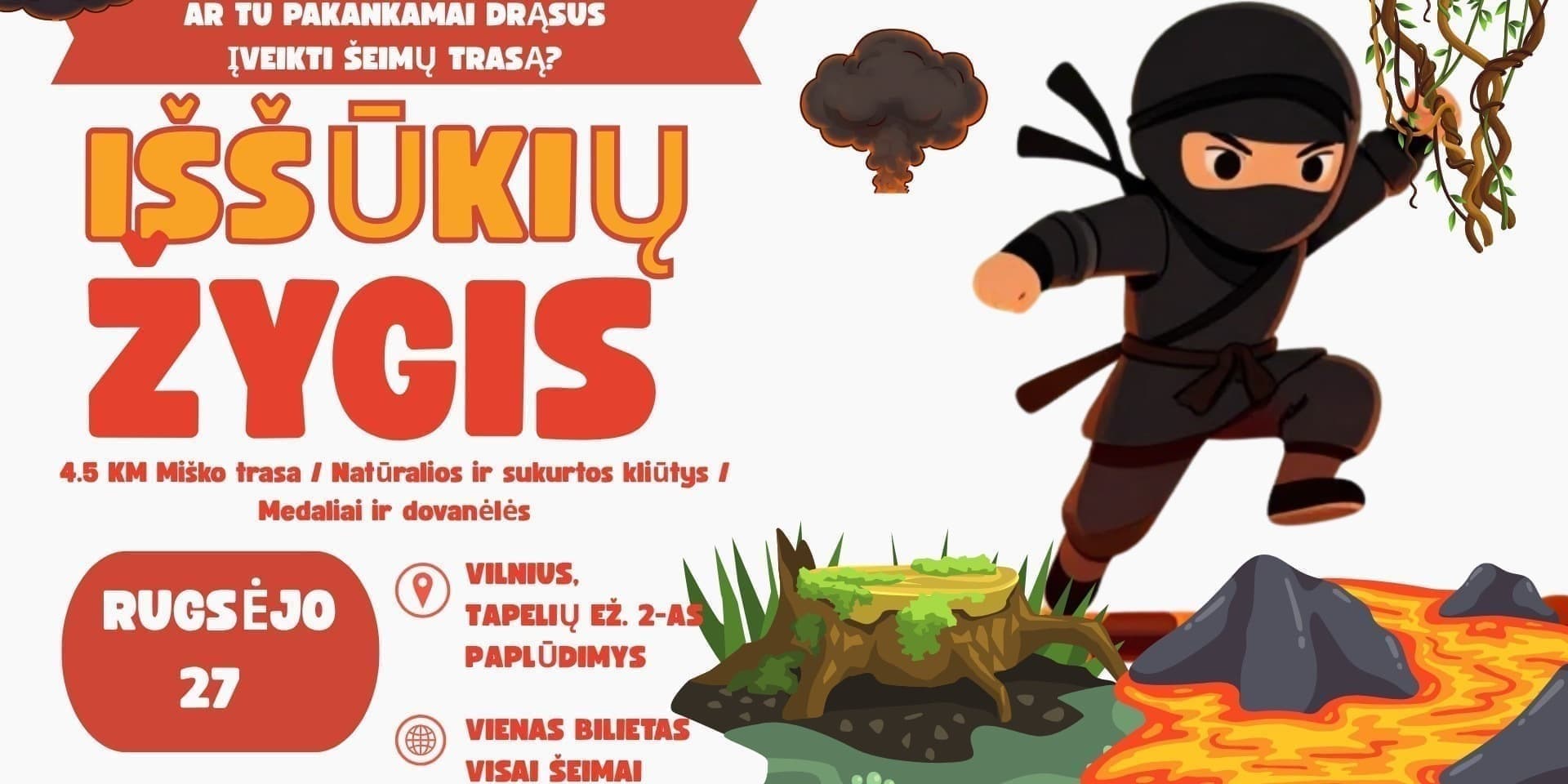 Iššūkių žygis Vilniuje - 4,5 km šeimų trasa su kliūtimis drąsiems žygeiviams