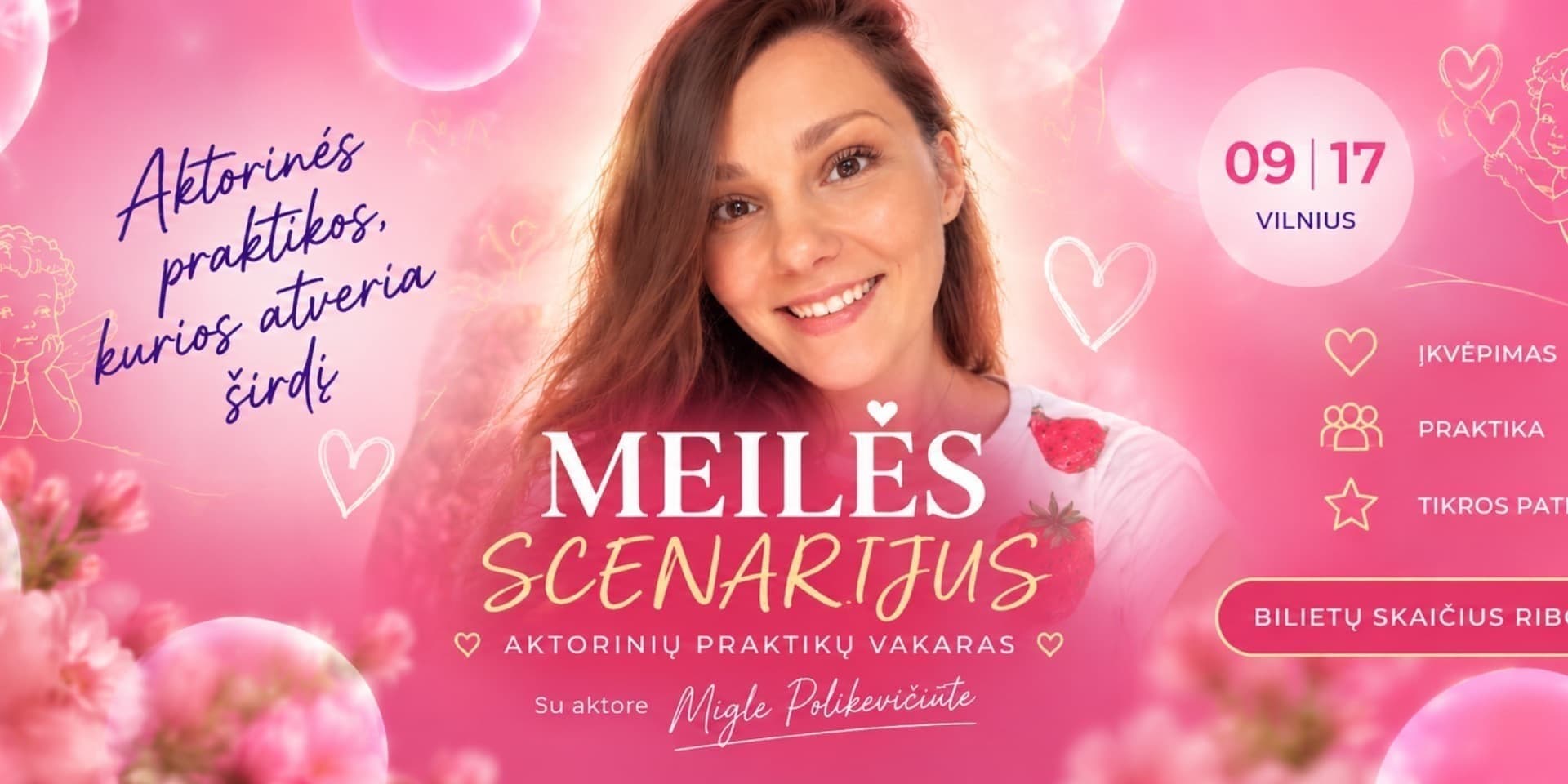Meilės Scenarijus. Aktorinių praktikų vakaras su Migle Polikevičiūte