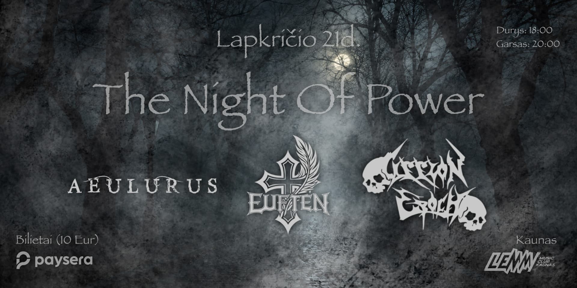 Spēka nakts Kauņā: AEULURUS | EUFTEN | CARRION EPOCH